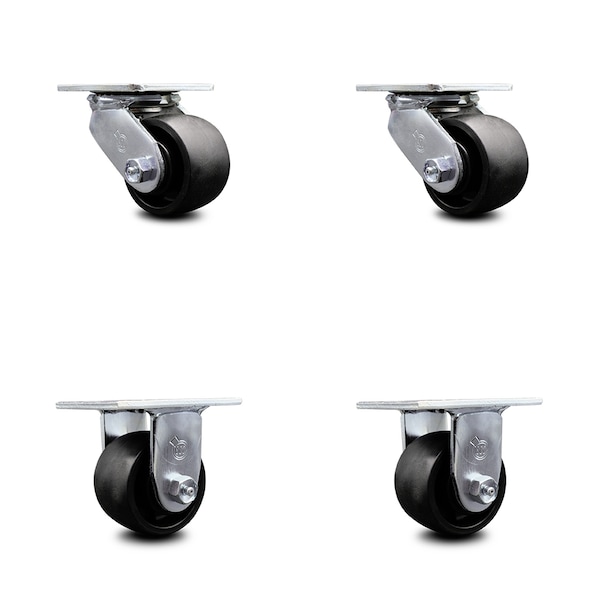 3.25 Inch Glass Filled Nylon Caster Set with Ball Bearings 2 Swivel 2 Rigid SCC
